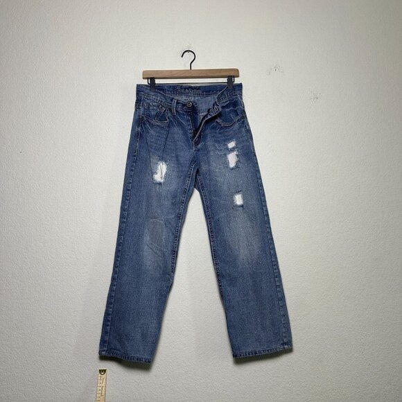 Axe & Crown Straight Fit Jeans Mens Distressed Light Wash Blue 30x27 Punk Y2K - Picture 1 of 14